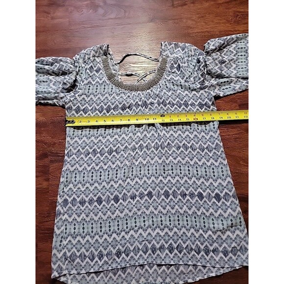 Y2K Studio Y Blue Ruffled Bell Sleeve 90s Fiary Grunge Blouse Sheer Chiffon Med - Picture 6 of 11